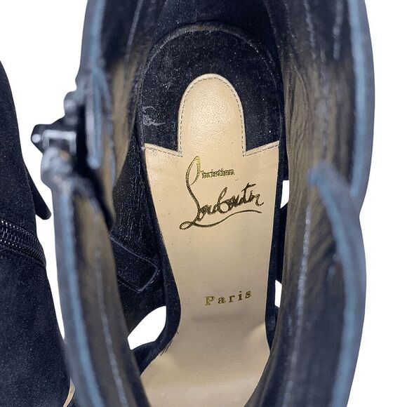 Christian Louboutin Belfeconica Suede 120mm Heeled Bootie Black EU 39 US 9 - Picture 9 of 11